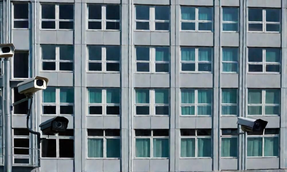 Office building with cameras